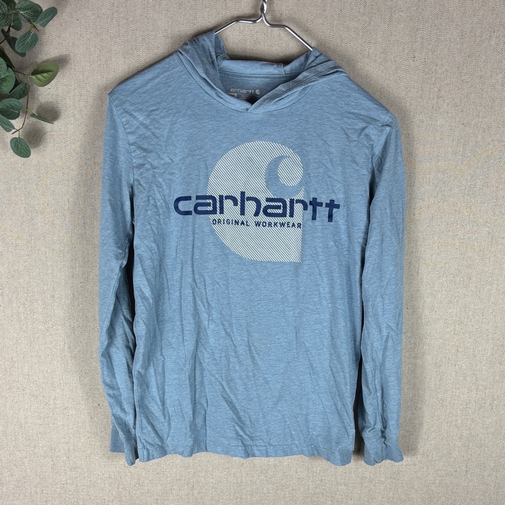 Carhartt > Kids Light Blue Long Sleeve Hooded Sweatshirt Large